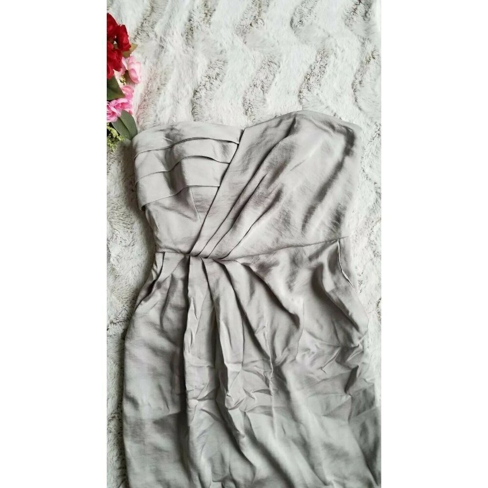 Bcbg Generation Silver Metallic Gray Strapless Mi… - image 3